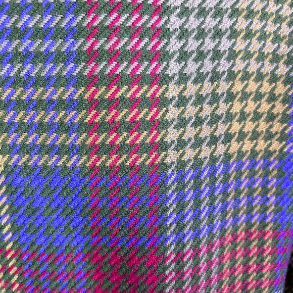 Jun Ashida Paris coat medium plaid houndstooth colorful wool oversized shawl - Picture 11 of 11